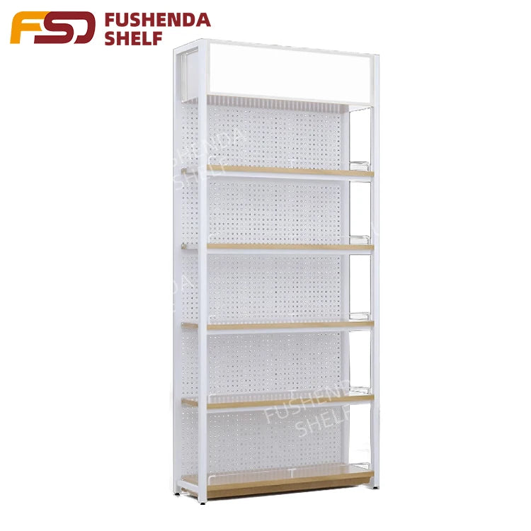 Supermarket Gondola Shelves Rack Heavy-Duty Single-Dual Sided Wooden Metal Metallic Display Store Advertising Steel Promotional
