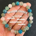Healing Energy Gemstone Beaded Bracelet Variety Gemstones for Daily Life Elastic Stone Summer Beach Bracelet Unisex Crystal Gift
