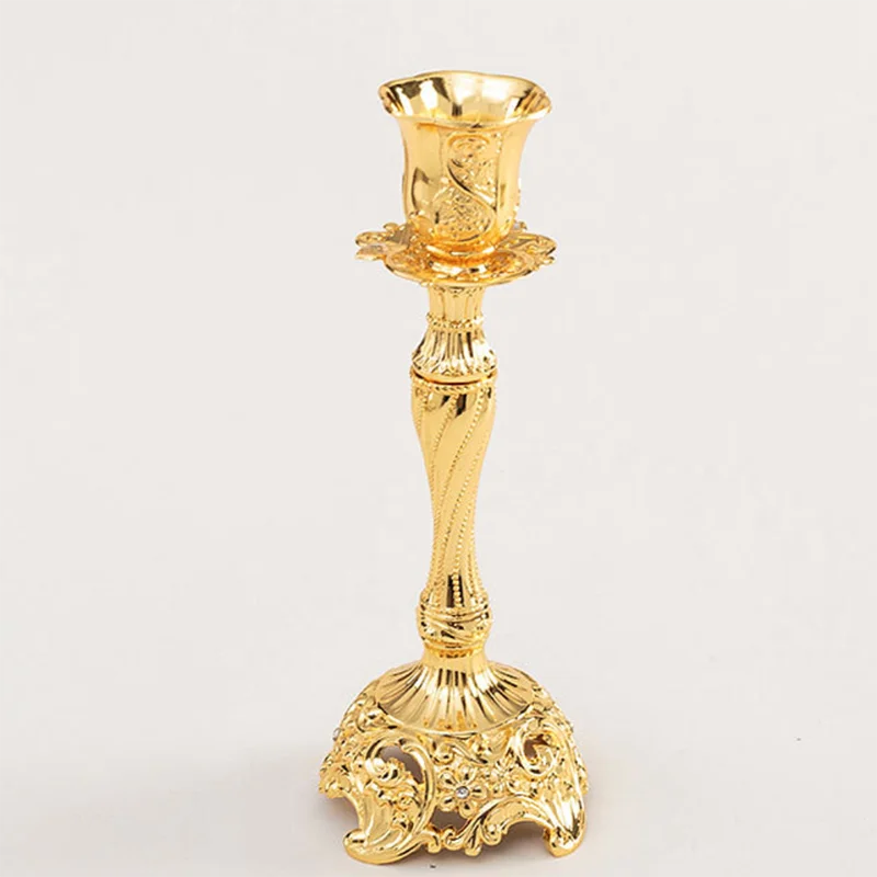 Gold Alloy Metal Taper Candlestick Holder for Home Decoration for Christmas Festivities