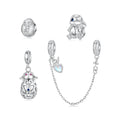 Wholesale 925 Sterling Silver Beads Easter Rabbit With Egg Charm Safety Chain Pendants for Women Party Gift