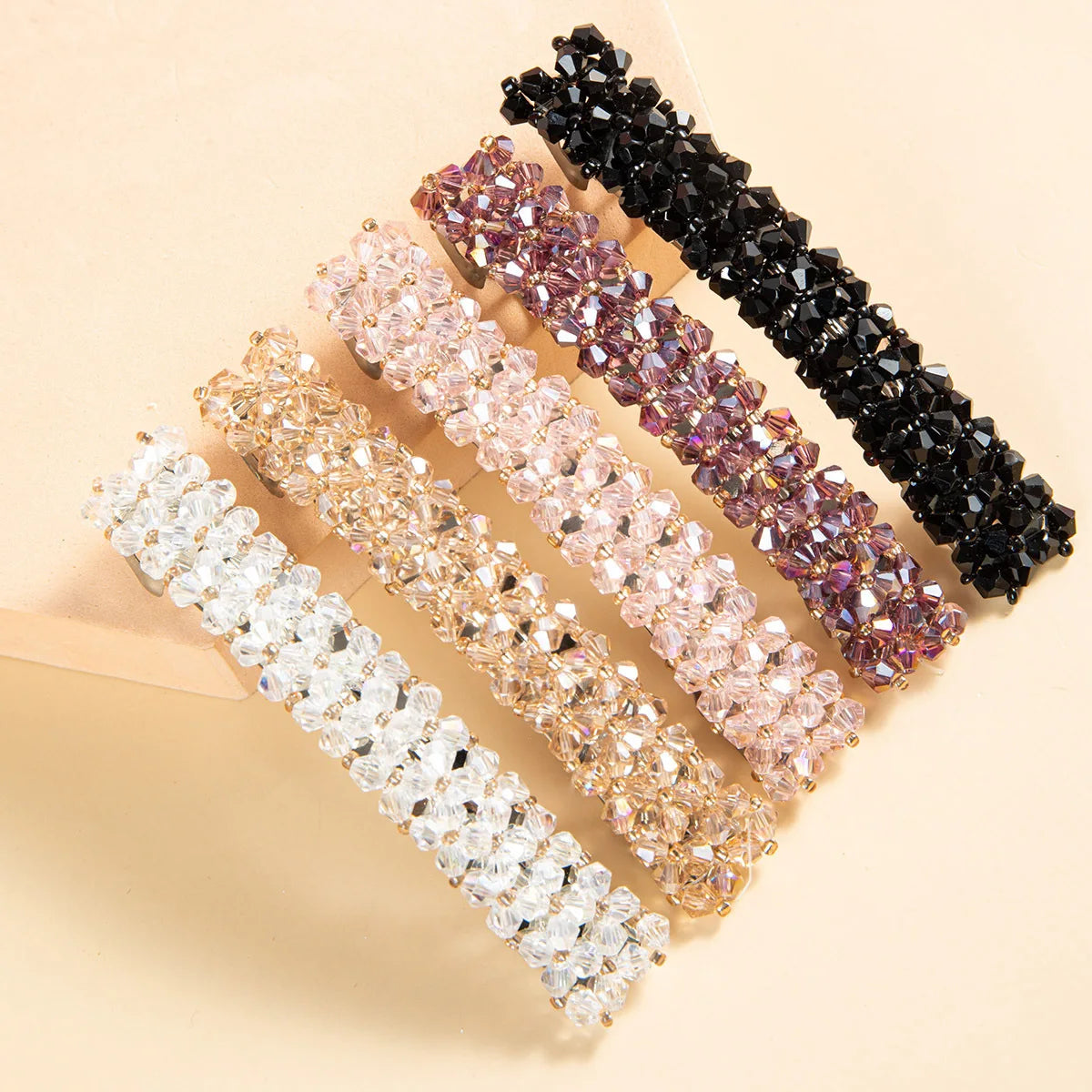 Wholesale Korean Style Jewelry Flash Diamond Rhinestone Hair Clip Four Rows of Crystal Braided Barrettes for Girls