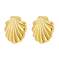 Fashion 18K Gold Plated Stainless Steel Jewelry Scallop Shell Design Stud Earrings Waterproof for Woman Gifts Earrings E251699
