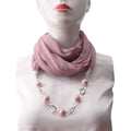 Solid Color Acrylic Satin Round Scarf 180cm Women's Scarf Necklace Ceramic Ornament