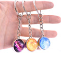 Hot Sale New Fashion Nebula Jewelry Galaxy Planet Double Side Glass Ball Pendant Keychain for Astronomy Enthusiast Gifts