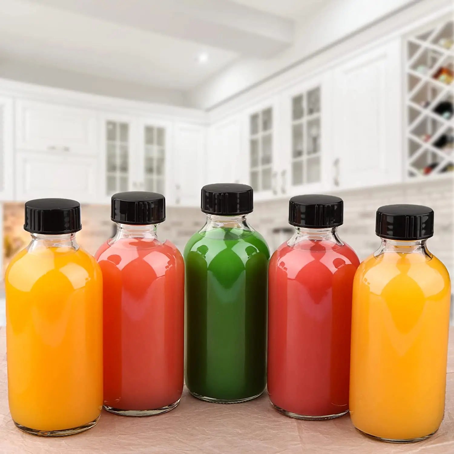 Wholesale Clear Glass Water Bottles 120ml Wide Mouth with Lids for Juice Smoothies Beverage Storage