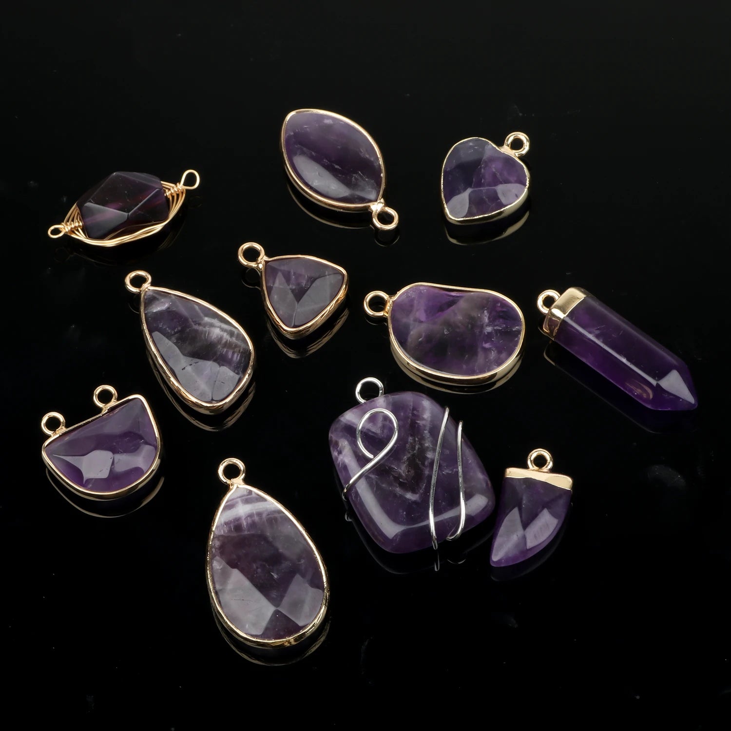Hot Sale Heart/Star Shape Zinc Alloy Amethyst Charms Pendants for Necklace Jewelry DIY Casual/Sporty Unisex/Women's Gift