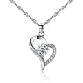 Classic Silver Plated Heart Pendant Necklace Shining Diamond Fashion Jewelry for Women Girls for Parties Anniversaries Zircon