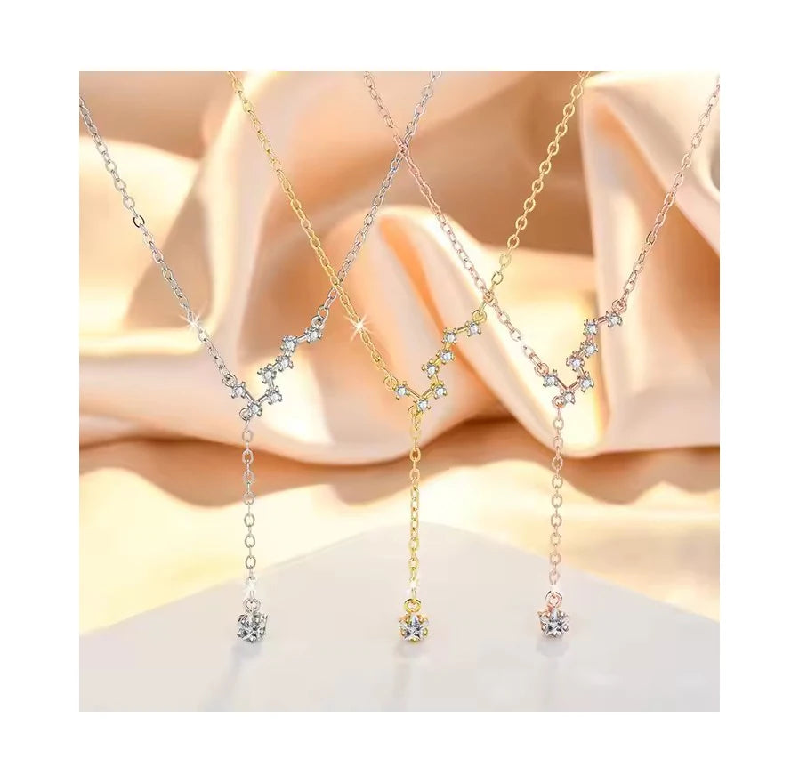 Collana Nappa Fine Fashion Big Dipper Cubic Zircon Star Sign Necklace Long Tassel Necklace Jewelry for Women