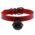 Harajuku Rock Goth Black Bells Pendant PU Leather Choker Necklace