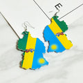 African Jewelry Women Words Printing Map Earrings Wooden Earring Studs