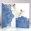 Wholesale Blue Glitter Laser Cut Pocket Invitation Card Blue Wedding Invitations MegaBDM