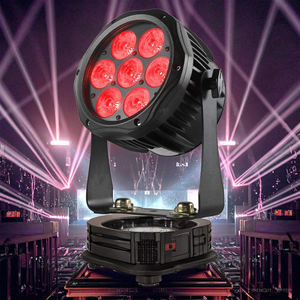 IP65 LED Mini 7pcs*10W  RGBWA+UV 6in1 Outdoor  Waterproof Stage  Par Light DMX512 Control  for Wedding Hall DJ TV Show