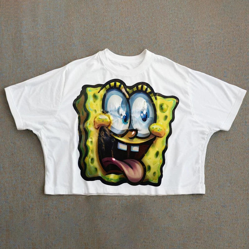 DTG Print 100% Cotton Custom logo Dropped Shoulders Crew Neck Loose Fit T-shirt Oversized Cartoon Graphic Boxy Men's T-shirt