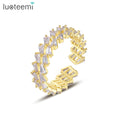 LUOTEEMI Woman 2026 New Stylish Open Jewelry Wedding Gold Luxury Zircon Engagement Finger Ring for Girl