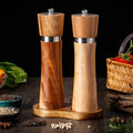 Kitchen Gift Manual Spice Mill Set of 2 Adjustable Coarseness Wooden Salt and Pepper Grinder Manual Wood Spoon Pepper Mill Set