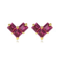 Fine Jewelry 925 Sterling Silver Heart Shape Gemstone Stud Earrings for Women