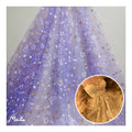 SG34 Purple Soft Tulle Textile Gold Glitter Star Printed Mesh Tulle Fabric for Summer Children's Dress