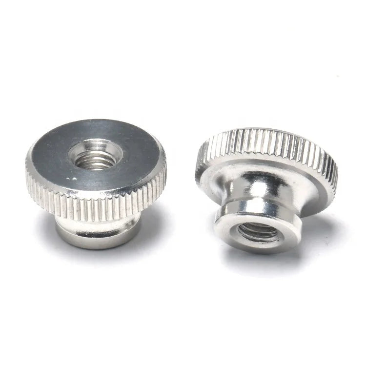 Metal Stainless Steel Compatible Straight Knurled Wheel Nut with Open End and Collar