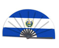 2022 Wholesale Custom Printed National Cuntry Flag El Salvador Folding Bamboo Hand Held Fan