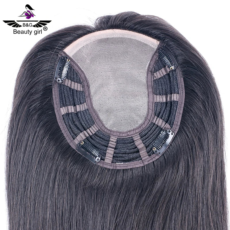 Factory Price Best Quality Salon 6X6 Size Natural Black Real Scalp Clip in Mono Human Hair Topper Natural Hair