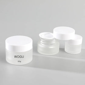 Free Sample Matte Frosted clear Glass Container White Lid 5g 10g 20g 30g 50g Small Skin Care Cosmetic Bottles Cream Jars