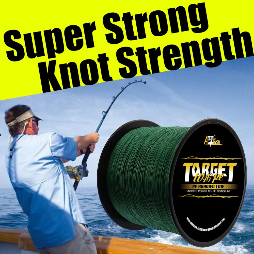 ASCONFISH Factory Wholesale 16 Strands Braided Wire Fishing Line 1000m Hollow UHMWPE Multifilament High Strength Eco-Friendly