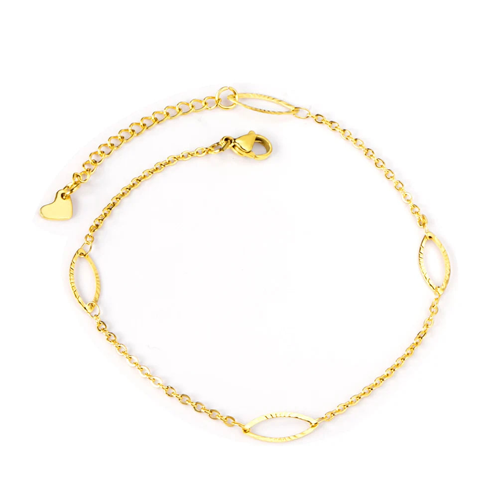 Fashion Dainty Waterproof Wholesale Personalized Stainless Steel 18K PVD Gold Plated Anklets Chains Foot Jewelry for Women