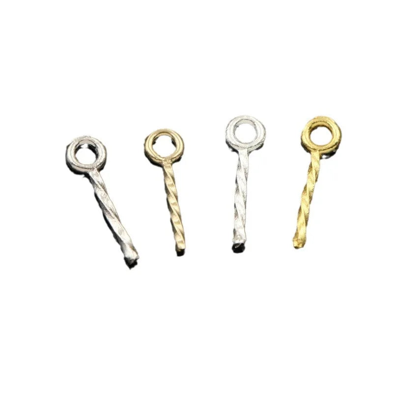 925 Silver Bail Twist Pin Closed 9-character Needle Sheep Eye Stud DIY Half Hole Pearl Pendant Pendant Accessories