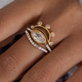 J&D Women Minimalist 18K Gold Plated Stainless Steel Geometric Zircon Ring Hypoallergenic Sustainable Ring