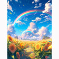 VANCY ARTS Wholesale Premium DIY 5D Full Drill Diamond Painting Kit Sunflower Field with Rainbow Scene for Home Decoration