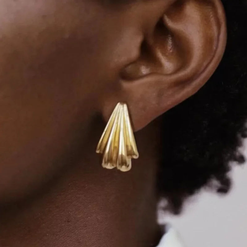 MICCI Designer Big Size Thick Gold Stud Earrings Stainless Steel Chunky Anti Tarnish Fashion 18k Gold Earrings