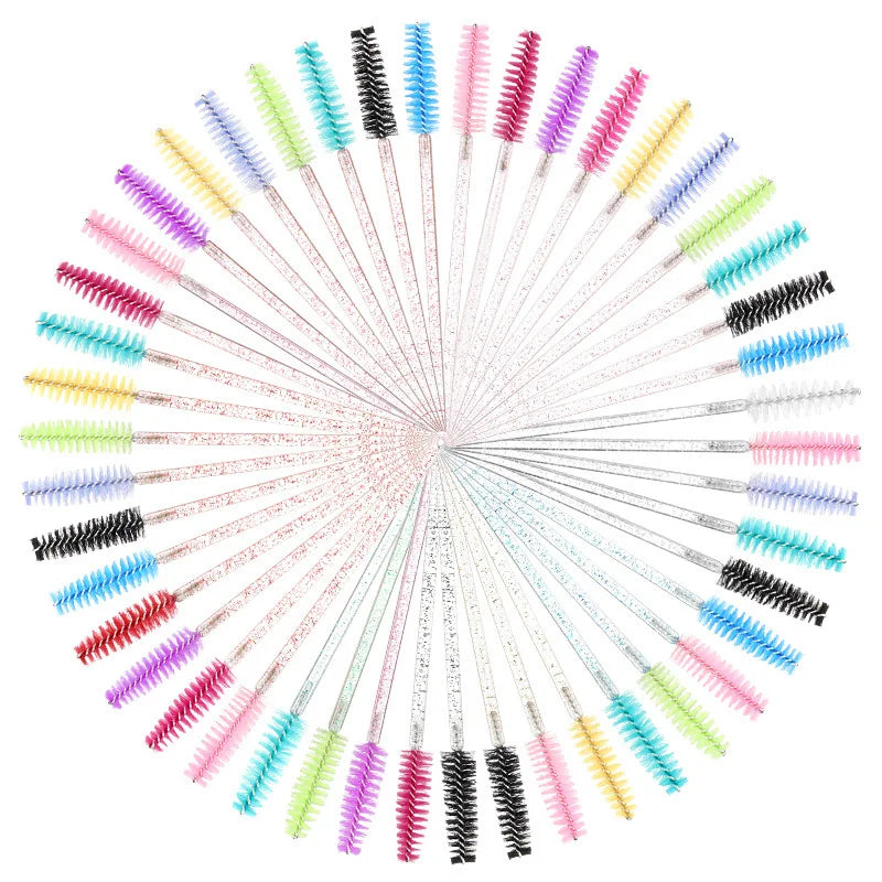 Wholesale Disposable Nylon Crystal Spiral Eyelash Eyebrow Eye Smudge Brush Plastic Handle Beauty Eyelash Grafting Colored Comb