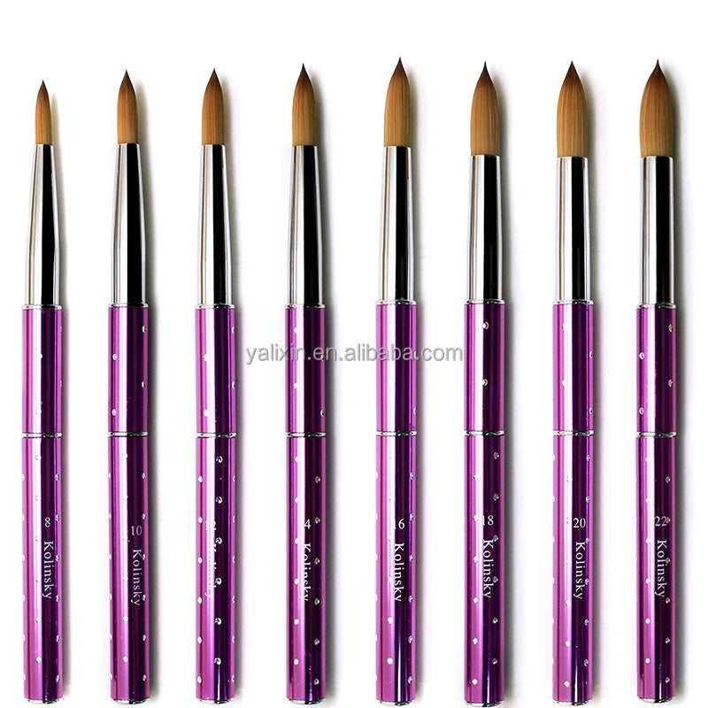 Purple Metal Handle with Custom logo Kolinsky Acrylic Nail Brush for Acrylic Application