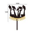 Hot Sale School College University Graduation Cake Decoration Acrylic Gold Black Happy Graduation Cake Topper