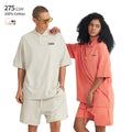 Heavyweight 275 GSM 100% Cotton Oversized Drop Shoulder Solid Color Streetwear Customized Printing Custom Polo Shirt for Men