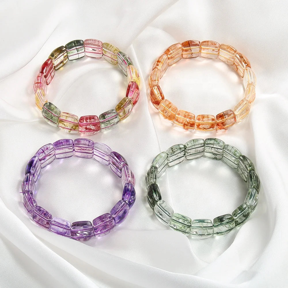 Summer New Colorful Transparent Glass Handmade Fashionable and Minimalist Women's Gift