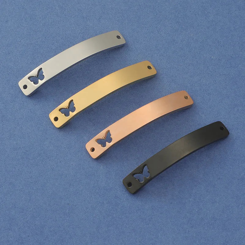 Mirror Polished Connectors Accessories Custom Logo Stainless Steel Bar Charm Pendant
