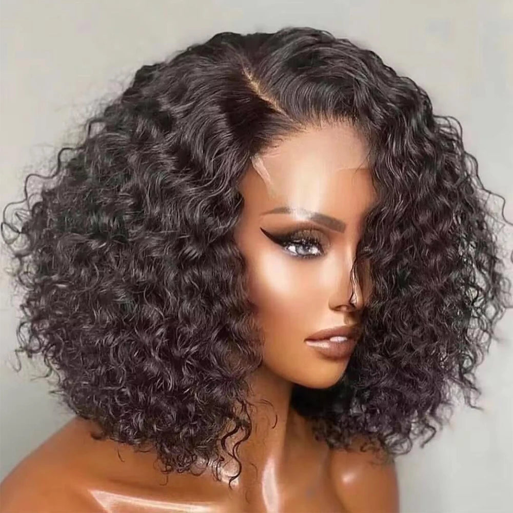 Brazilian Virgin Bob Deep Short Bob Wigs Human Hair Lace Front Wigs for Black Women Curly Full HD Lace Frontal Wigs Human Hair