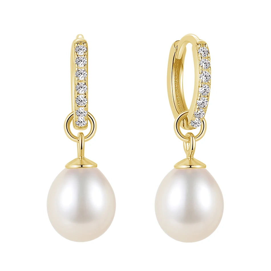 Nagosa Handmade Jewelry Unique Design 925 Sterling Silver Gold Plated Natural Freshwater Pearl Earrings