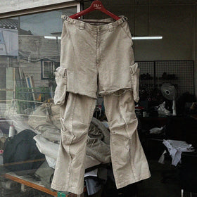 Wholesale Custom Distressed Embroidery Print Pure Cotton Cargo Pants Elastic Lightweight Mid-Cut Casual Multi-Pocket Design