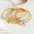 Light Luxury Fashion Titanium Steel Open Bracelet Heart Round Star Zircon Bracelet Gold Plated Waterproof Bracelet for Women