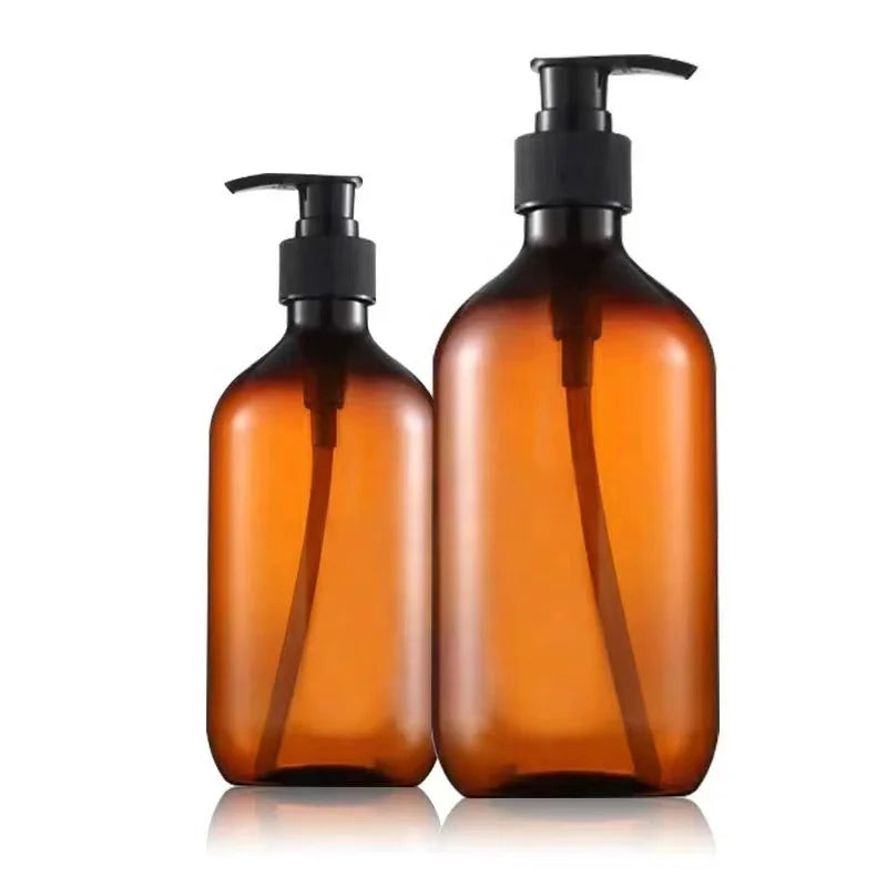 Factory Direct Dark Brown PET Plastic Bottles 300ml/500ml Capacity for Shampoo Bath Toner Body Lotion False Eyelashes Face Masks