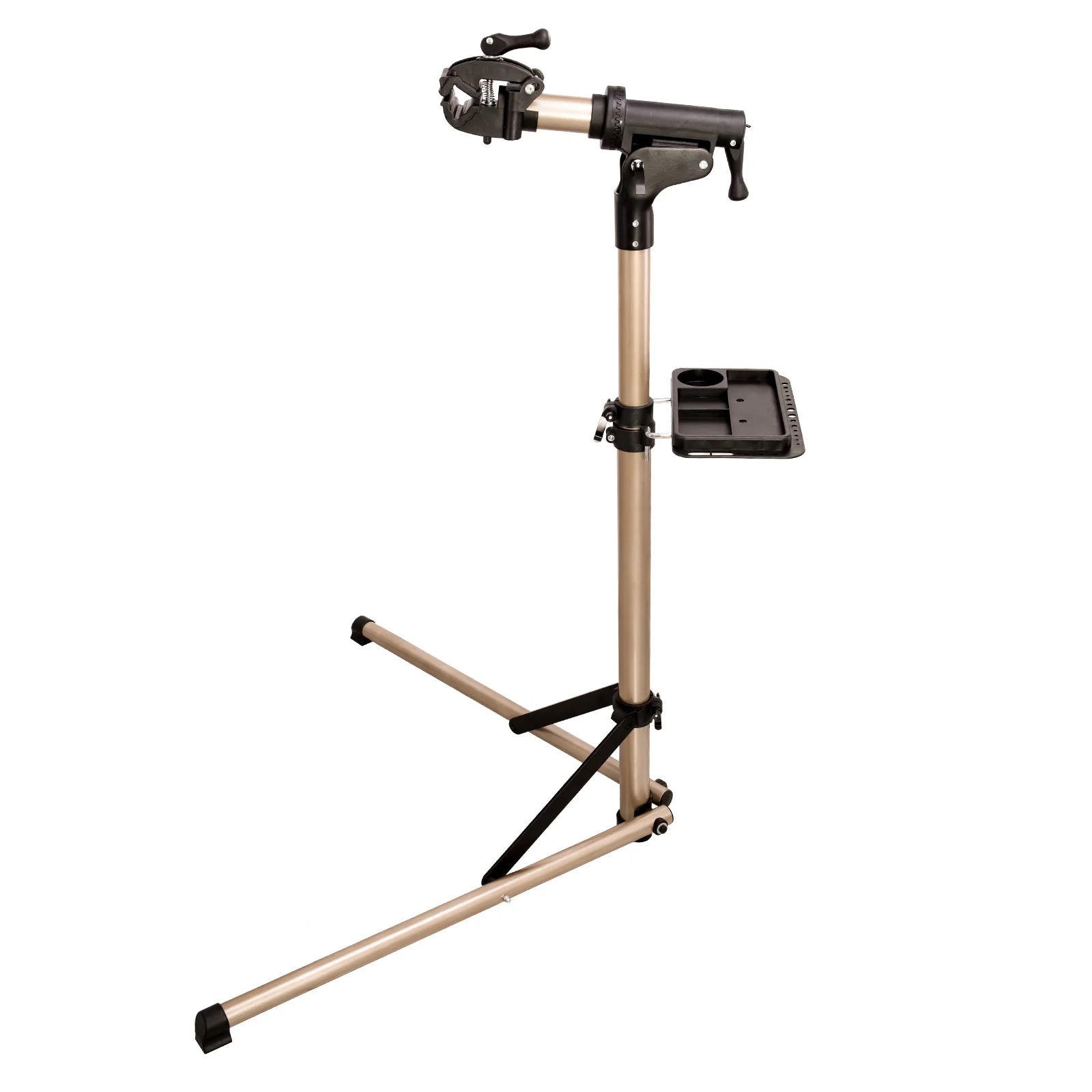 Lightweight Aluminum Bike Repair Stand with Magnetic Tool Tray Foldable Mechanic Workstation for Road & MTB (45kg Load)