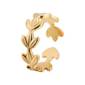 BM Eco-friendly Classic Gold Plated Stainless Steel Leaf Flower Women's Rings Daily Wear