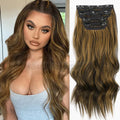 22inch Synthetic Clips in Hair Extensions 4pcs Pack Long Wavy Hair Piece Party Daily Use Black Blonde Cheap Natural Wig
