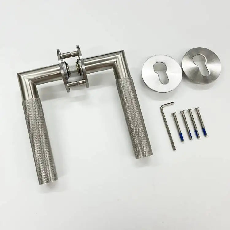 Factory Direct Sale Modern Stainless Steel Knurled Interior Set Children Safe Doors Locker Lever Entrance Door Handle