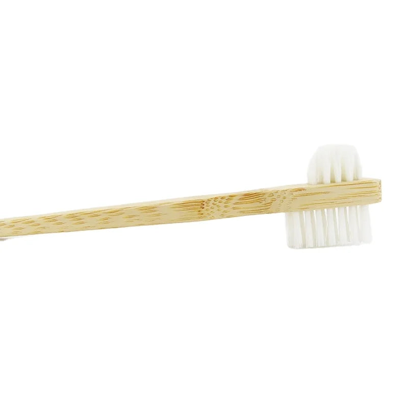 100% Moso Bamboo Double Ended Toothbrush Dual Headed Hard Bristle Eco Denture False Teeth Brush