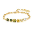 Wholesale Gold Plated 925 Sterling Silver Colorful Square Zircon Chain Bracelet Luxury Gradient Gemstone Fashion Link Bracelets