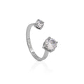 Chris April Fashion Jewelry 316L Stainless Steel Silver Zirconias Bezel Setting Open Ring for Women