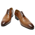 Genuine Leather Man Dress Shoes Brown Business Footwear Lace up Oxford Formal Dress Shoes